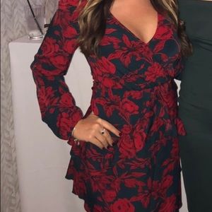Long Sleeve Floral Holiday Dress